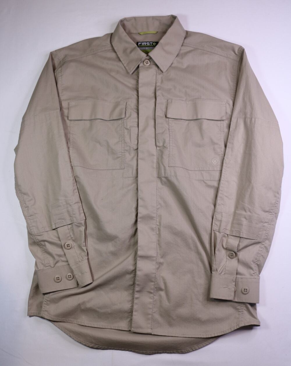 First Tactical Tactix Series BDU Long Sleeve Shirt Mens Large Reg Tan Khaki Zip